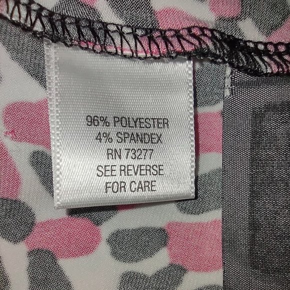 DANA BUCHMAN PINK BLACK WHITE ABSTRACT DOTS SLEEVELESS DRESS RUCHED SIZE XL - Picture 7 of 9